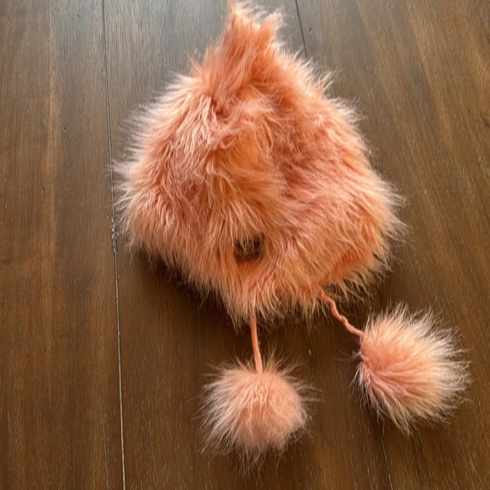 Appaman Girl's M(2Y/3Y/4Y) Rose Bloom Faux Fur Trapper Hat Cute Cat Ears Pom Pom